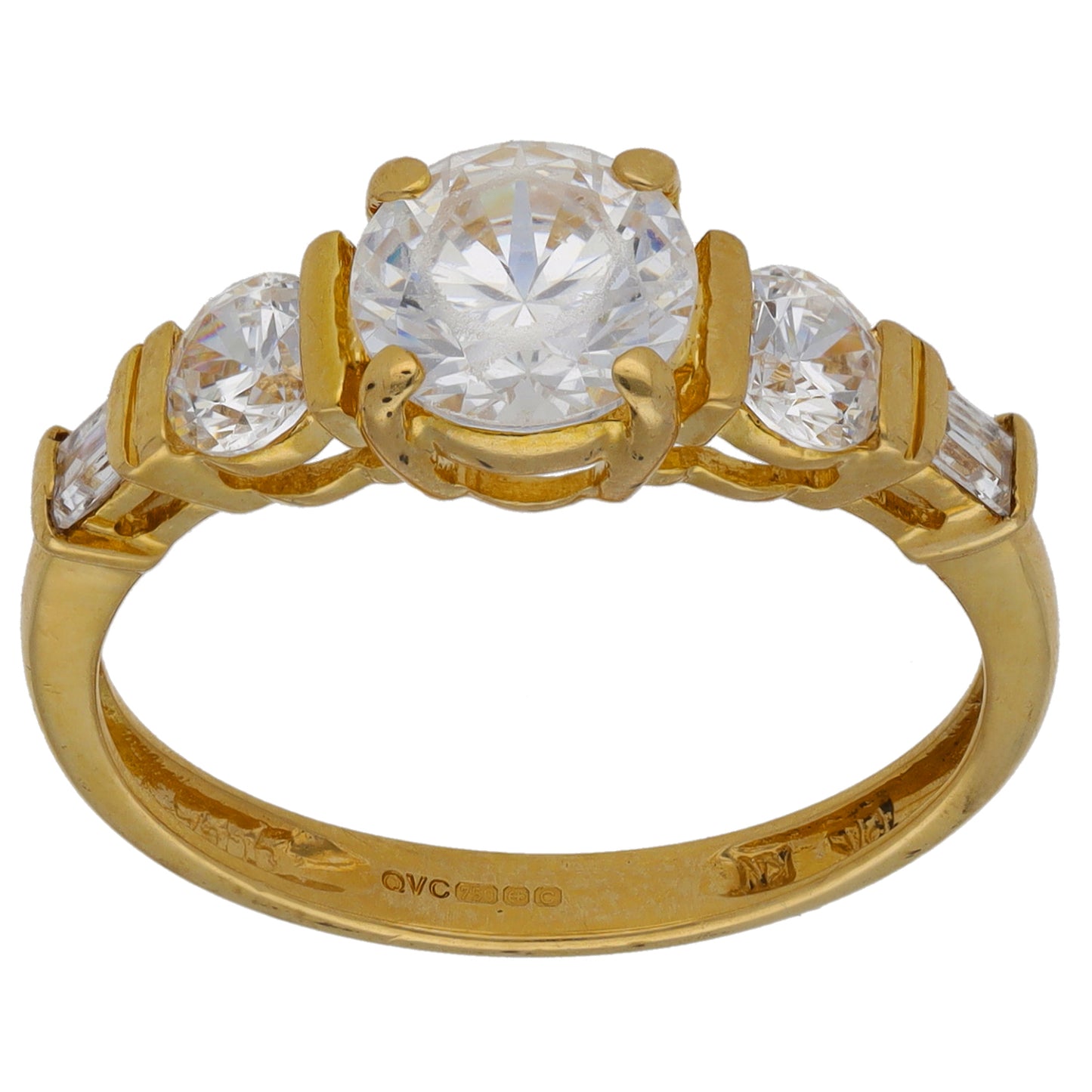 18ct Gold Cubic Zirconia Dress/Cocktail Ring Size O