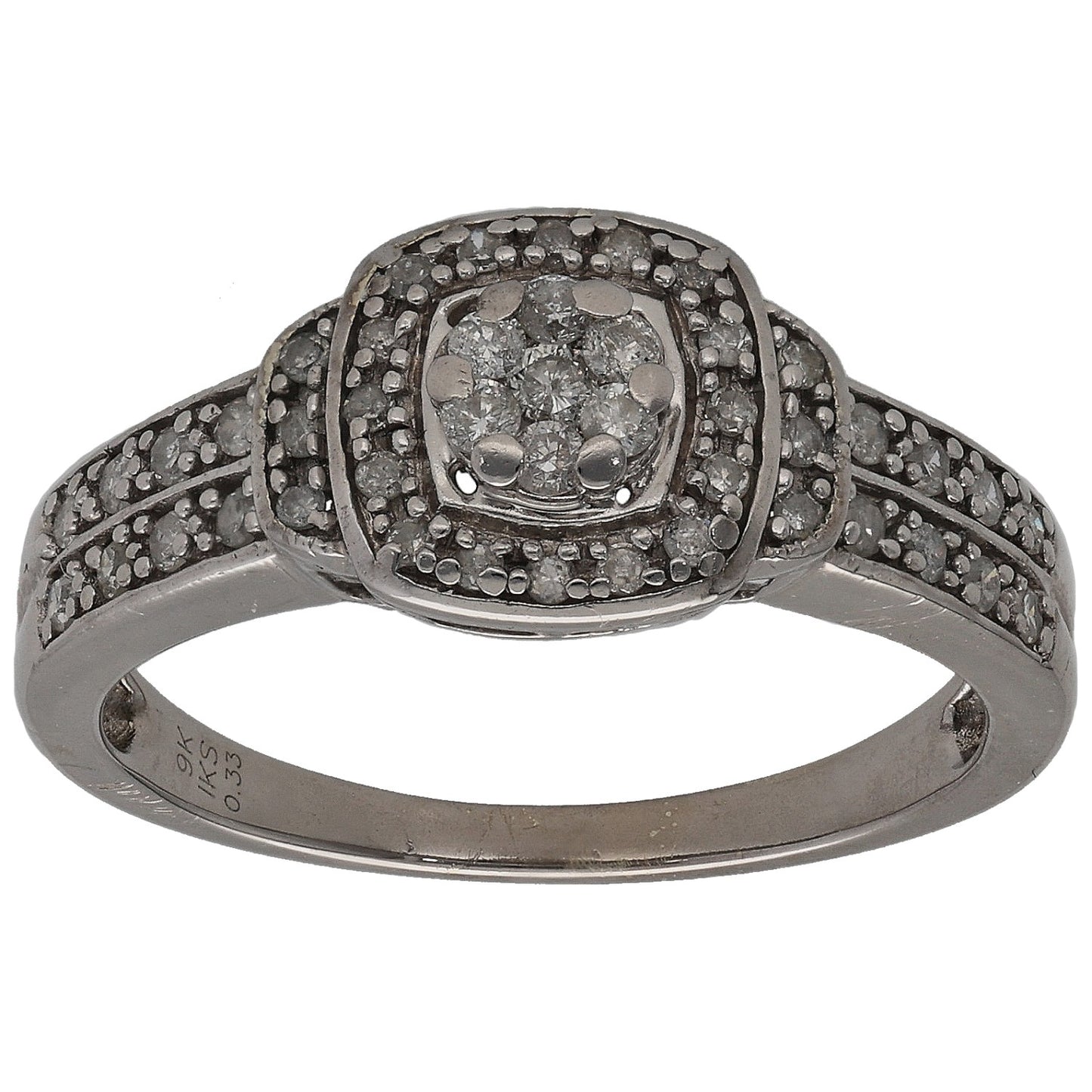 9ct White Gold 0.33ct Diamond Dress/Cocktail Ring Size O