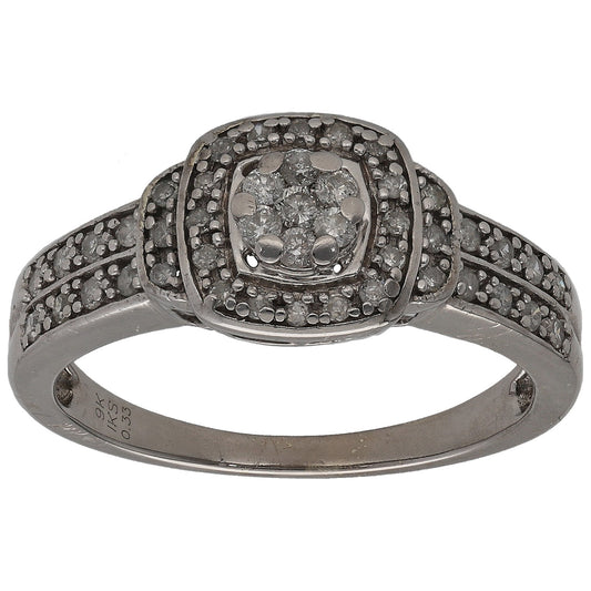 9ct White Gold 0.33ct Diamond Dress/Cocktail Ring Size O
