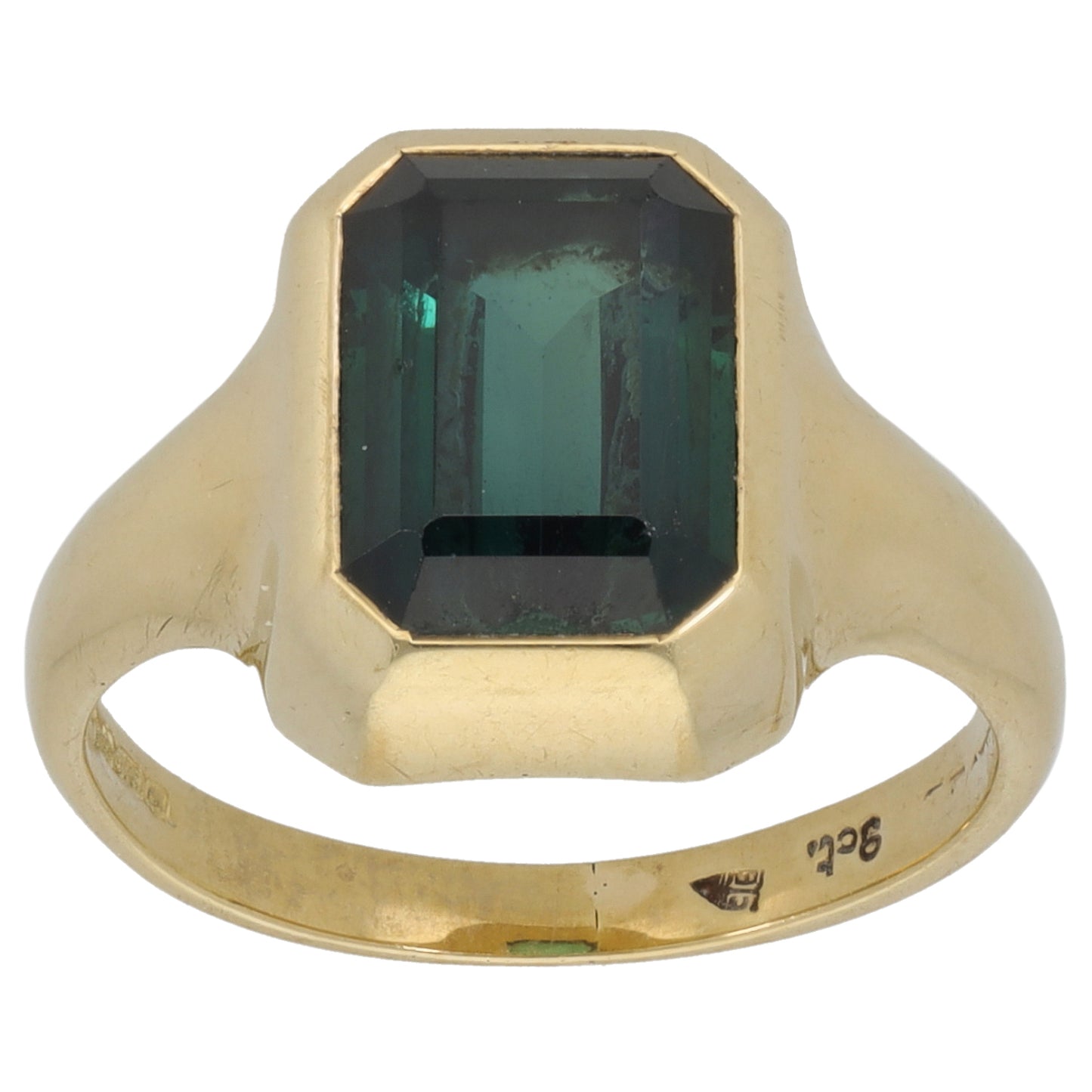 9ct Gold Green Imitation Gem Single Stone Ring Size K