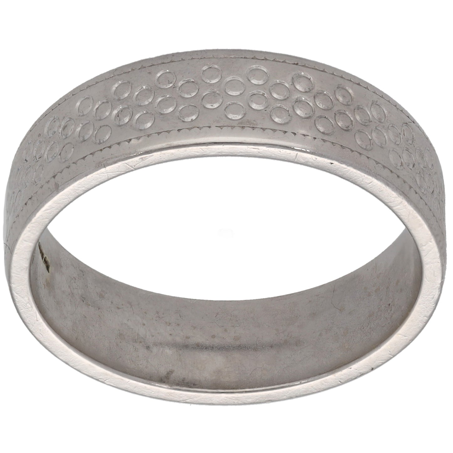 9ct White Gold Patterned Wedding Ring Size S