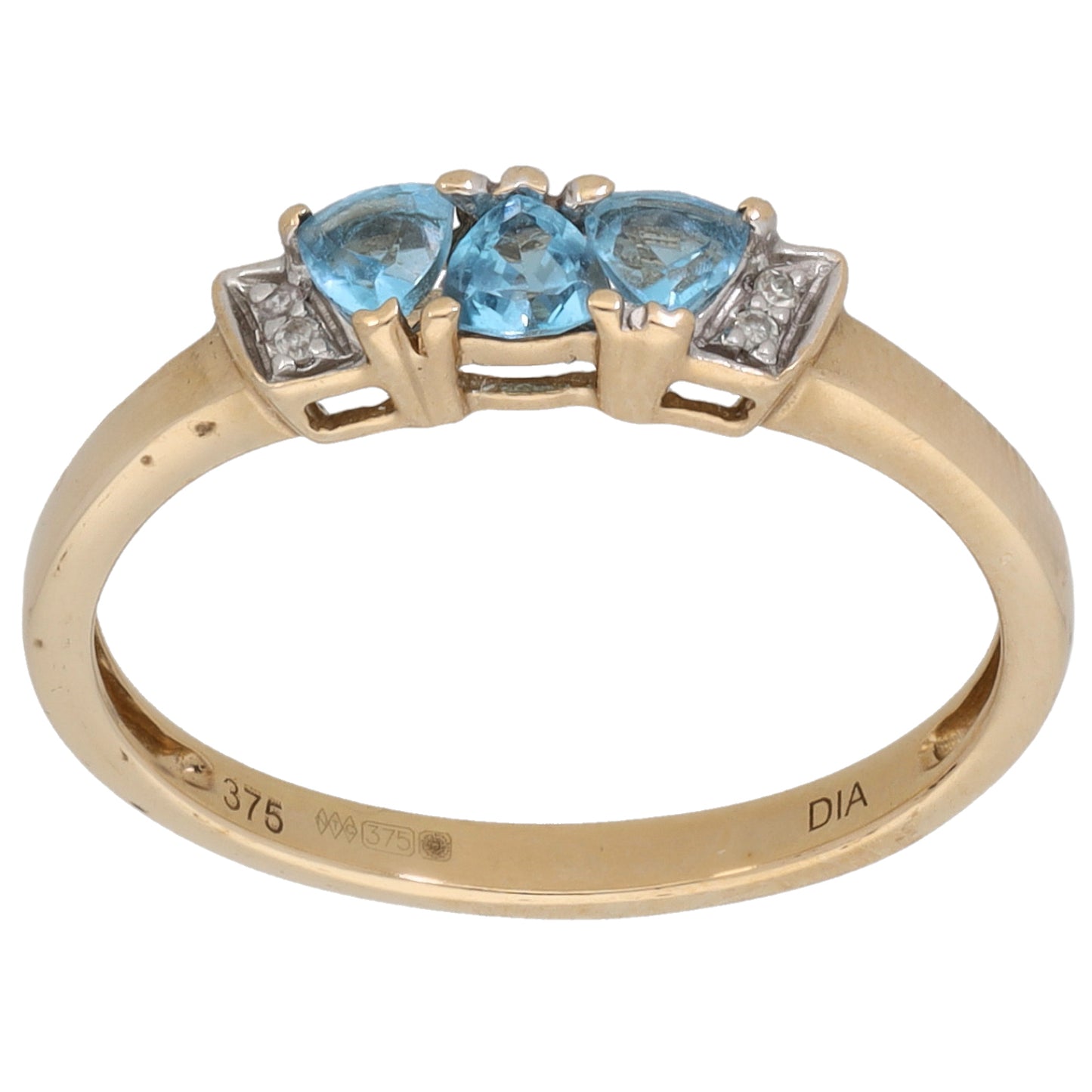 9ct Gold Topaz & 0.02ct Diamond Dress/Cocktail Ring Size N