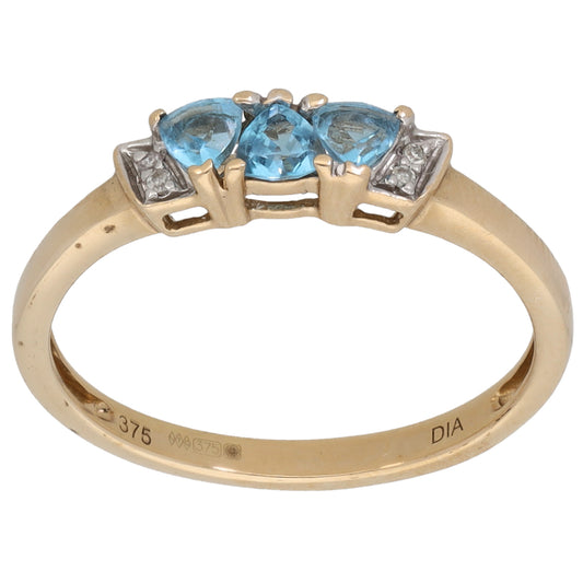 9ct Gold Topaz & 0.02ct Diamond Dress/Cocktail Ring Size N