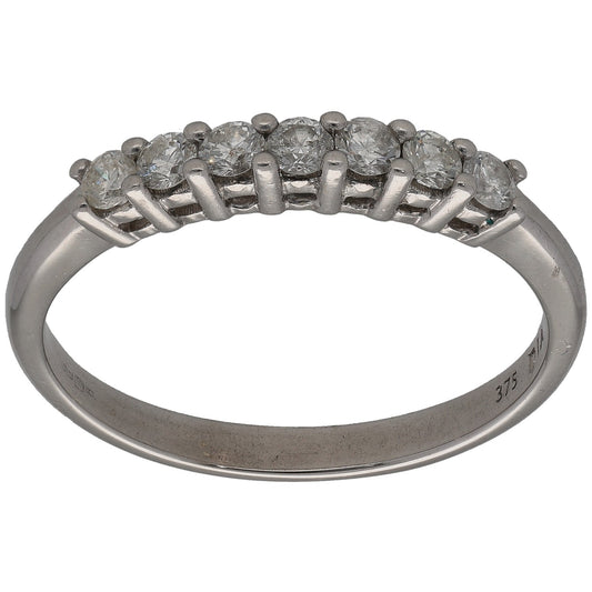 9ct White Gold 0.50ct Diamond Half Eternity Ring Size V