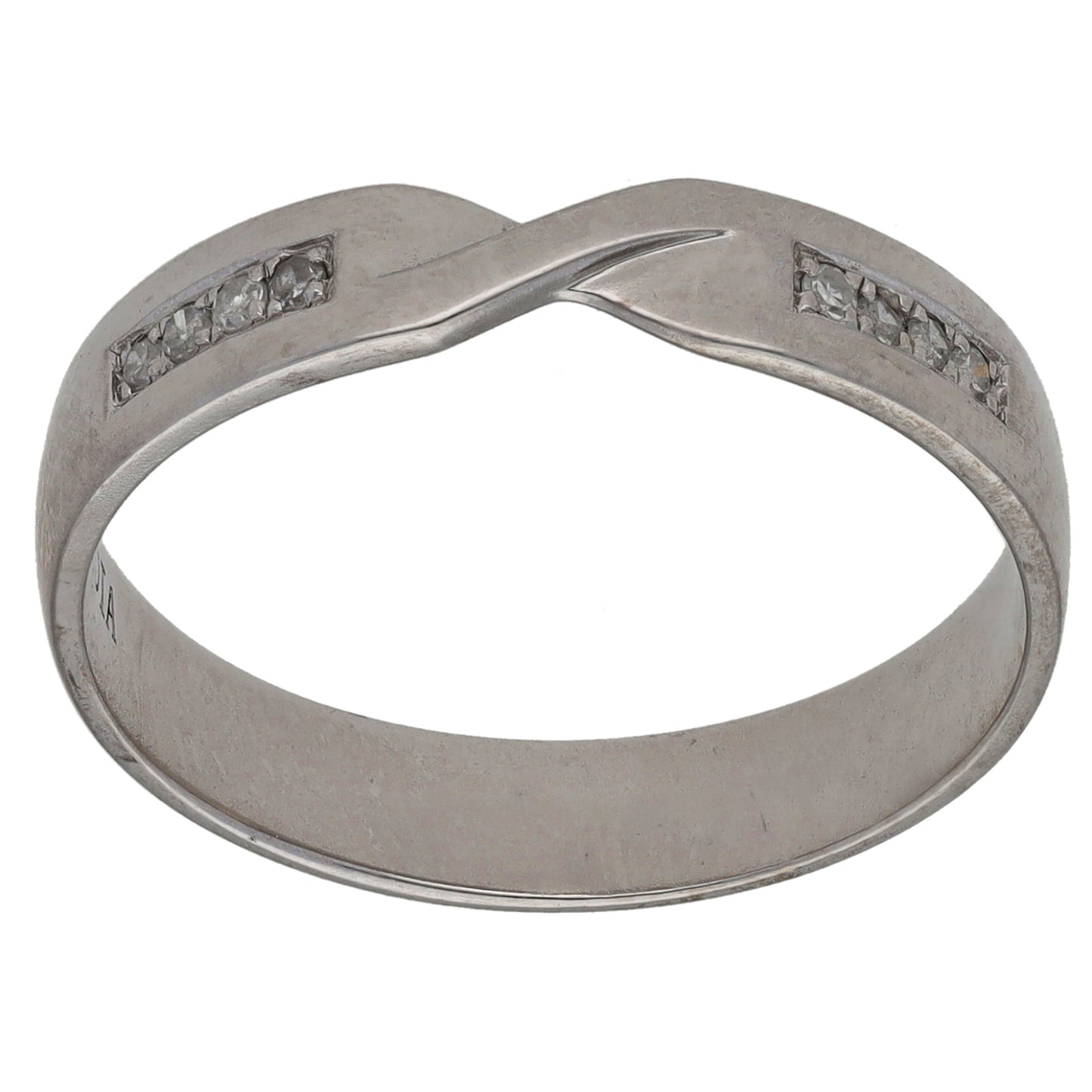 9ct White Gold 0.04ct Diamond Half Eternity Ring Size R