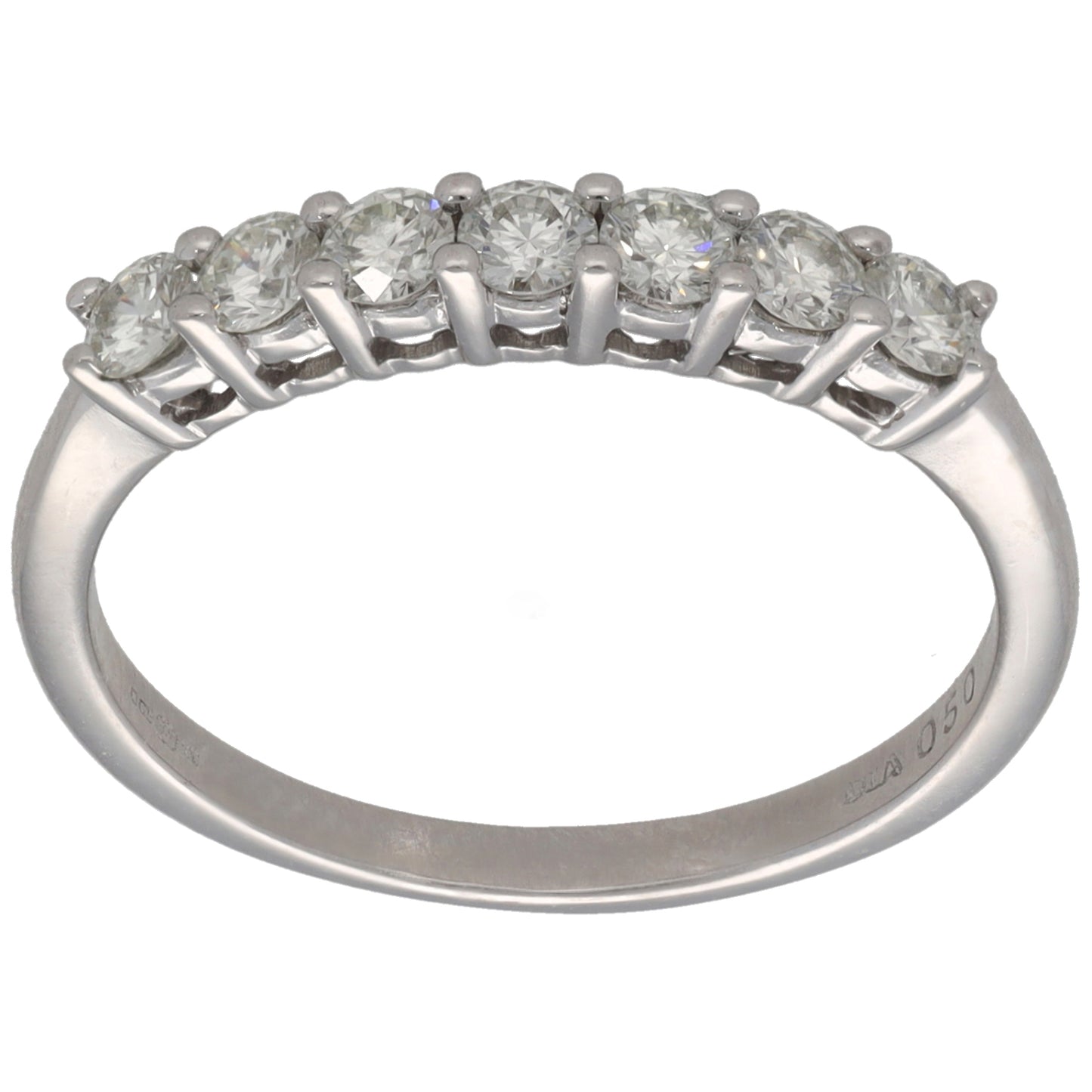 18ct White Gold 0.50ct Diamond Half Eternity Ring Size P
