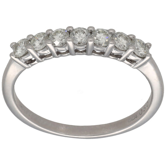 18ct White Gold 0.50ct Diamond Half Eternity Ring Size P