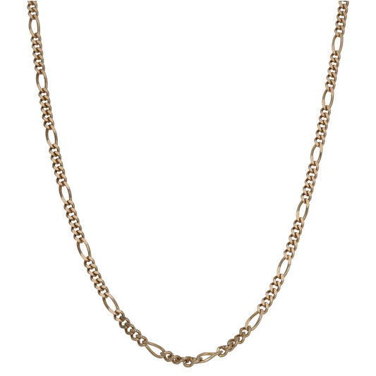 9ct gold figaro chain necklace with interlocking links, 24-inch length