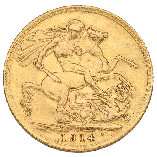 22ct Gold King George V Full Sovereign Coin 1914