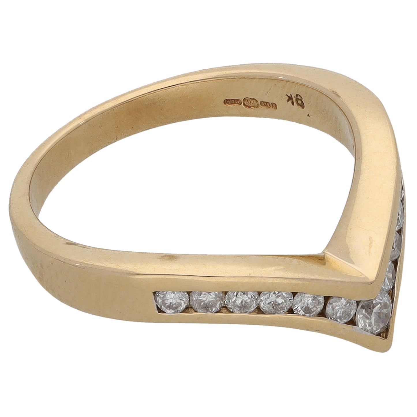 9ct Gold 0.41ct Diamond Wishbone Ring Size L