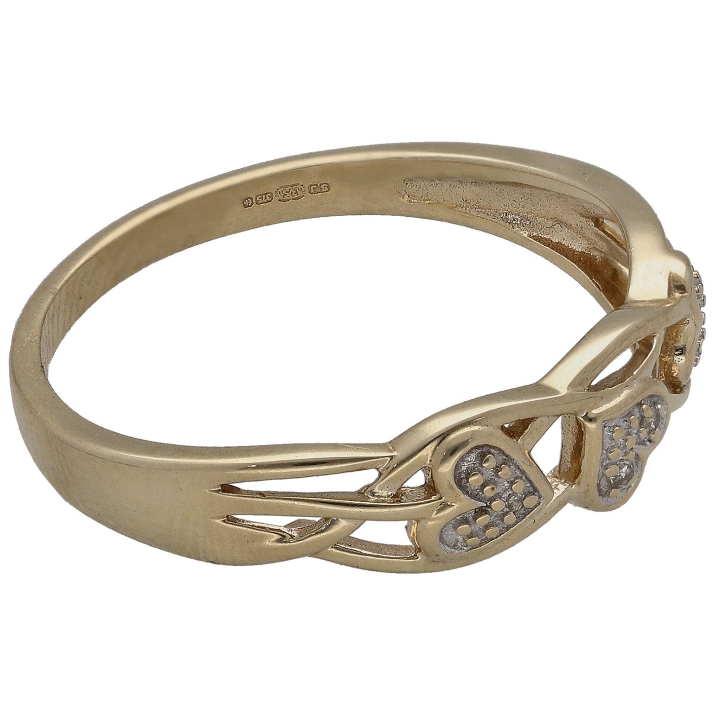 9ct Gold 0.02ct Diamond Dress/Cocktail Ring Size S