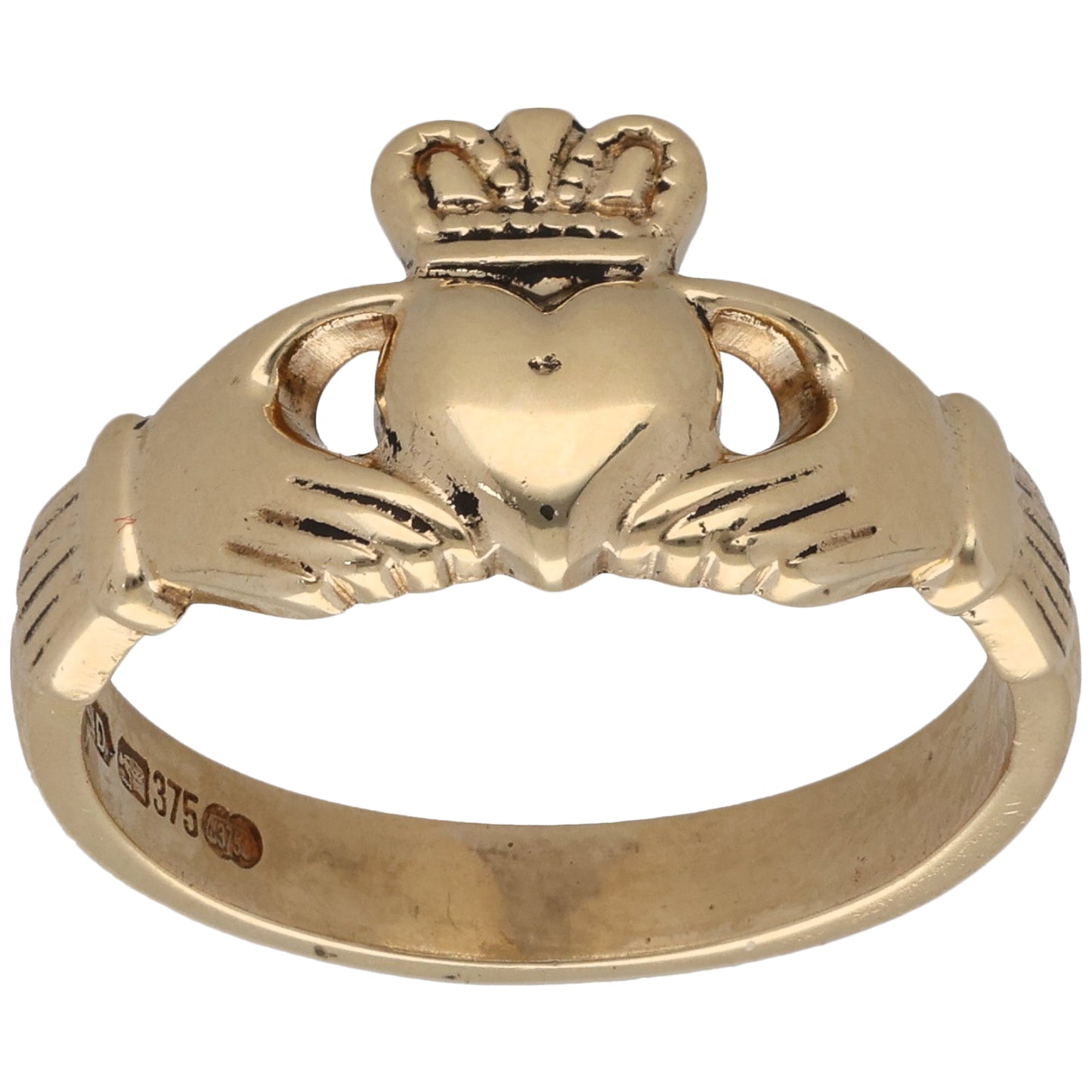 9ct Gold Claddagh Ring Size O