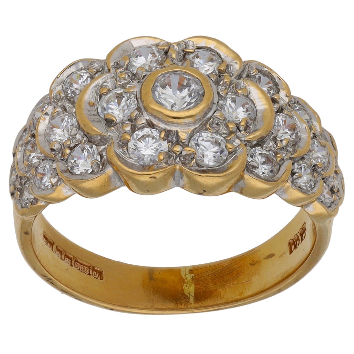 14ct Gold Cubic Zirconia Dress/Cocktail Ring Size N