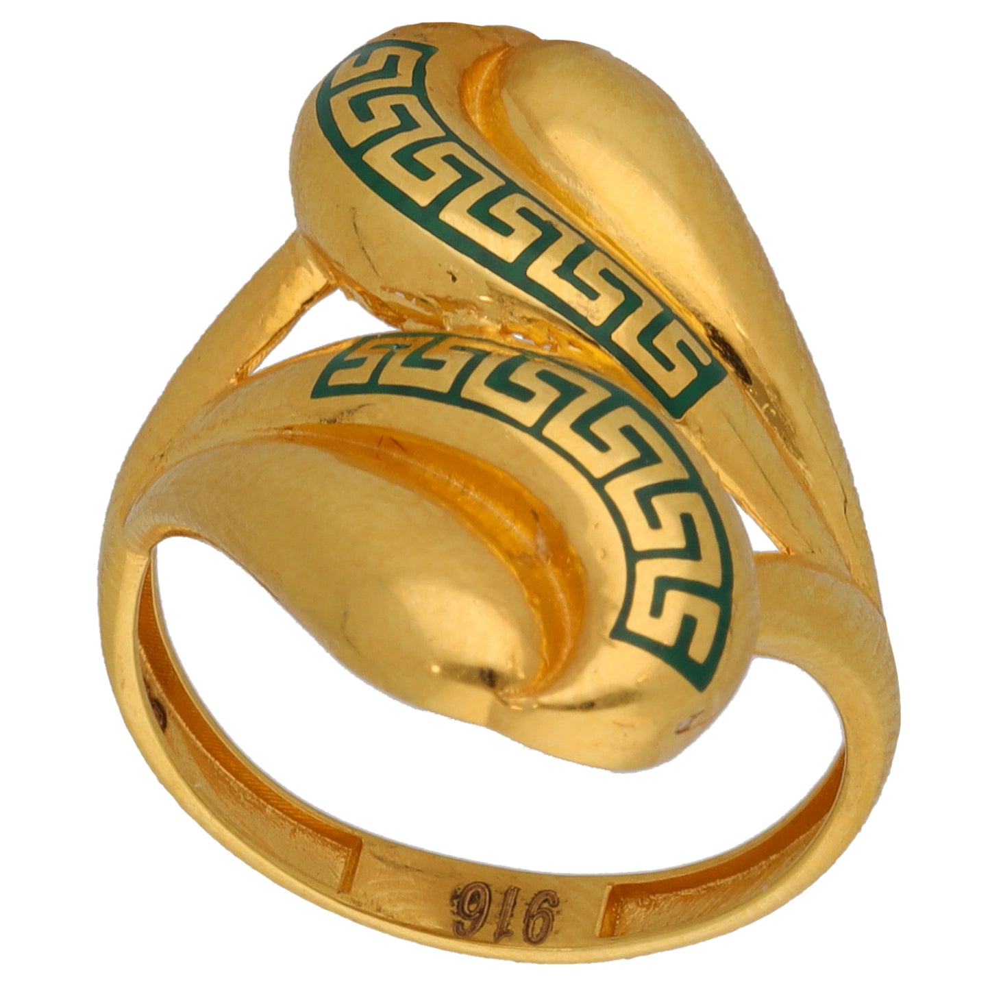 New 22ct Gold Greek Key Fancy Ring Size O