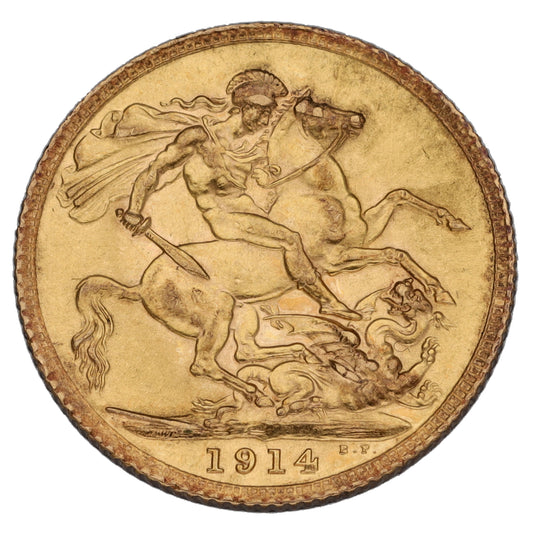 22ct Gold King George V Full Sovereign Coin 1914