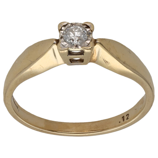 9ct Gold 0.12ct Diamond Solitaire Ring Size P