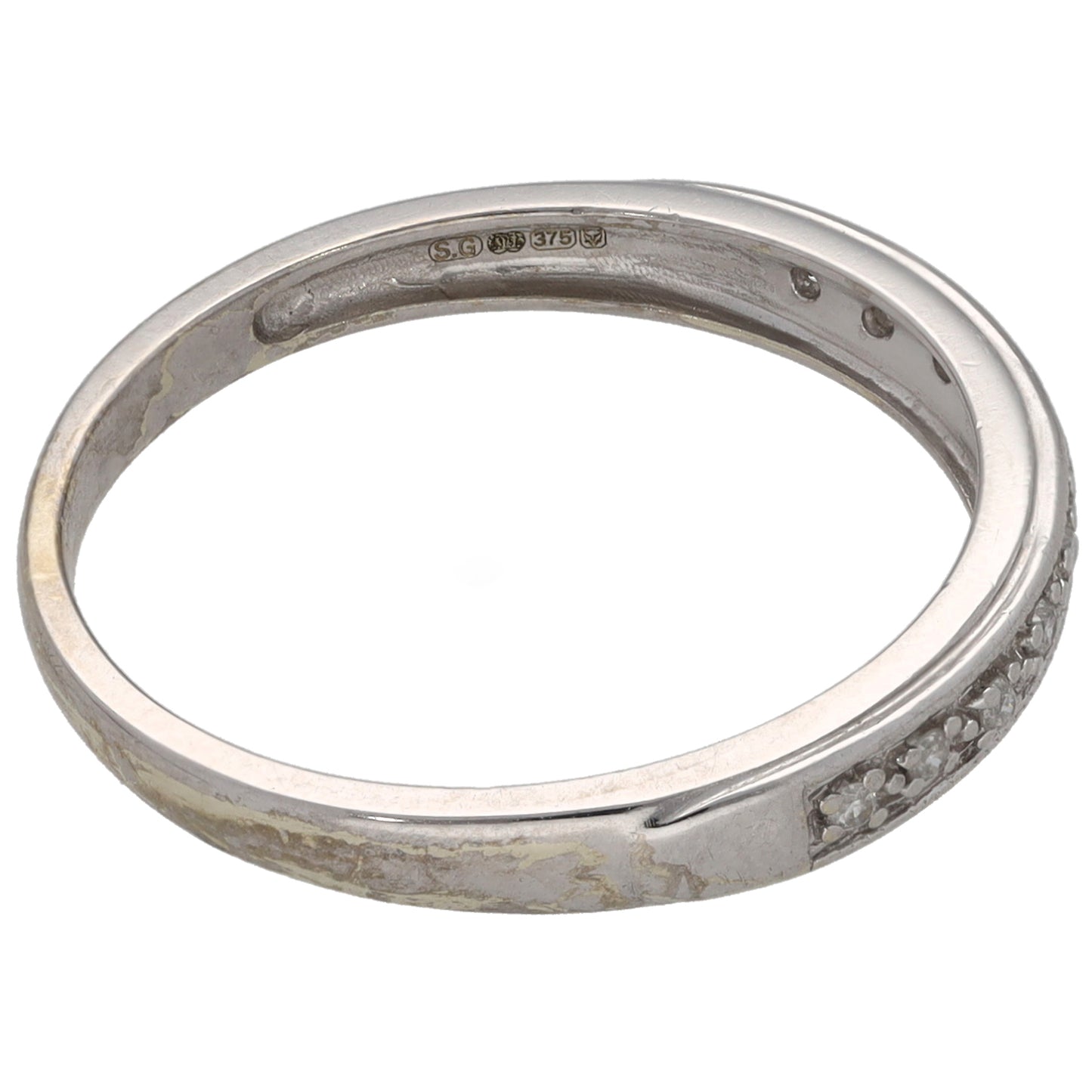 9ct White Gold 0.06ct Diamond Half Eternity Ring Size N