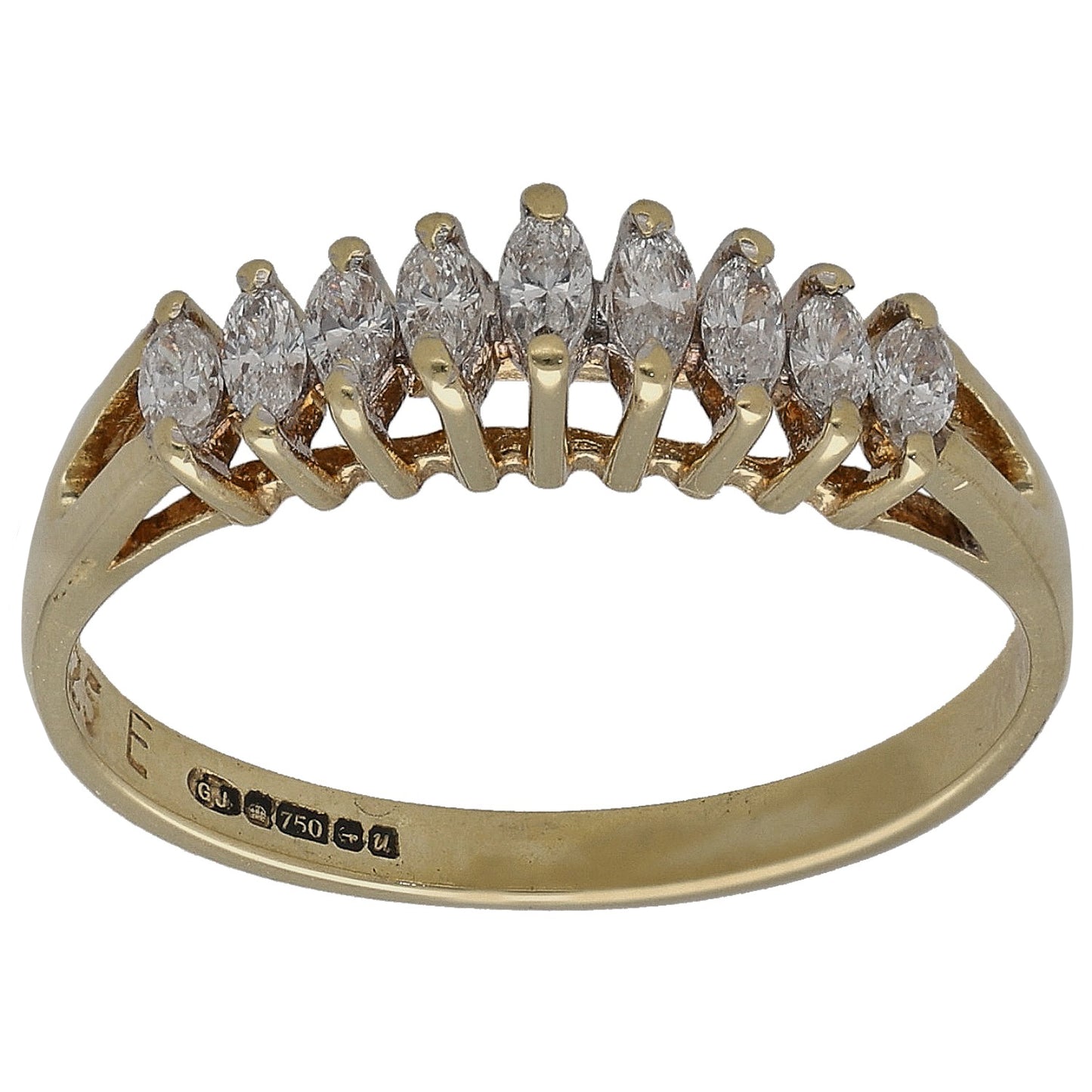 18ct Gold 0.225ct Oval Diamond Half Eternity Ring Size N