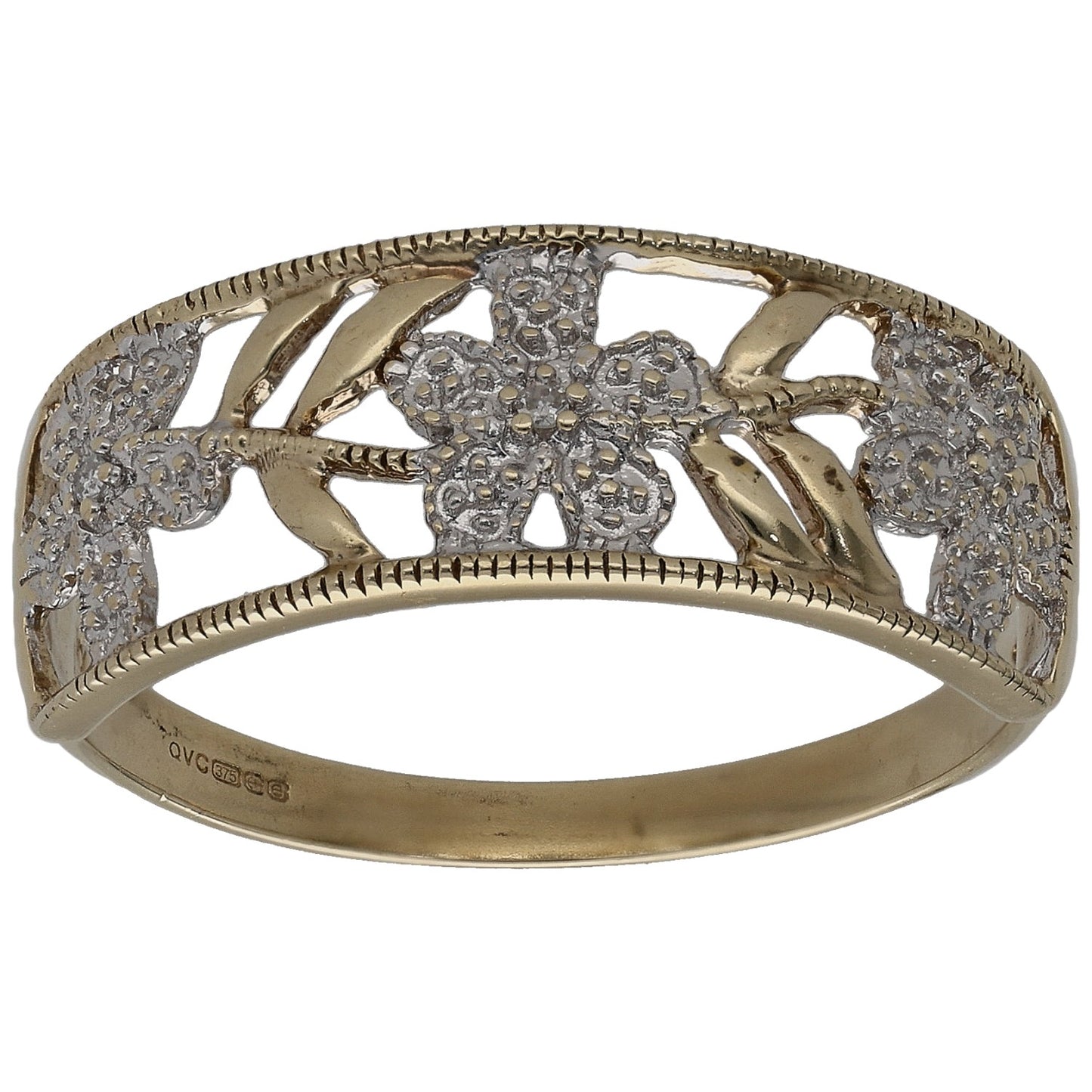 9ct Gold 0.015ct Diamond Dress/Cocktail Ring Size U