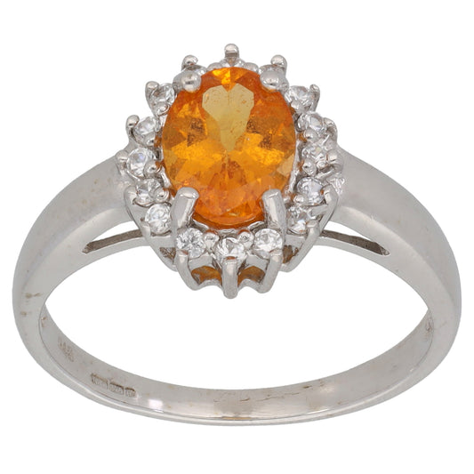 9ct White Gold Imitation Gems Cluster Ring Size N