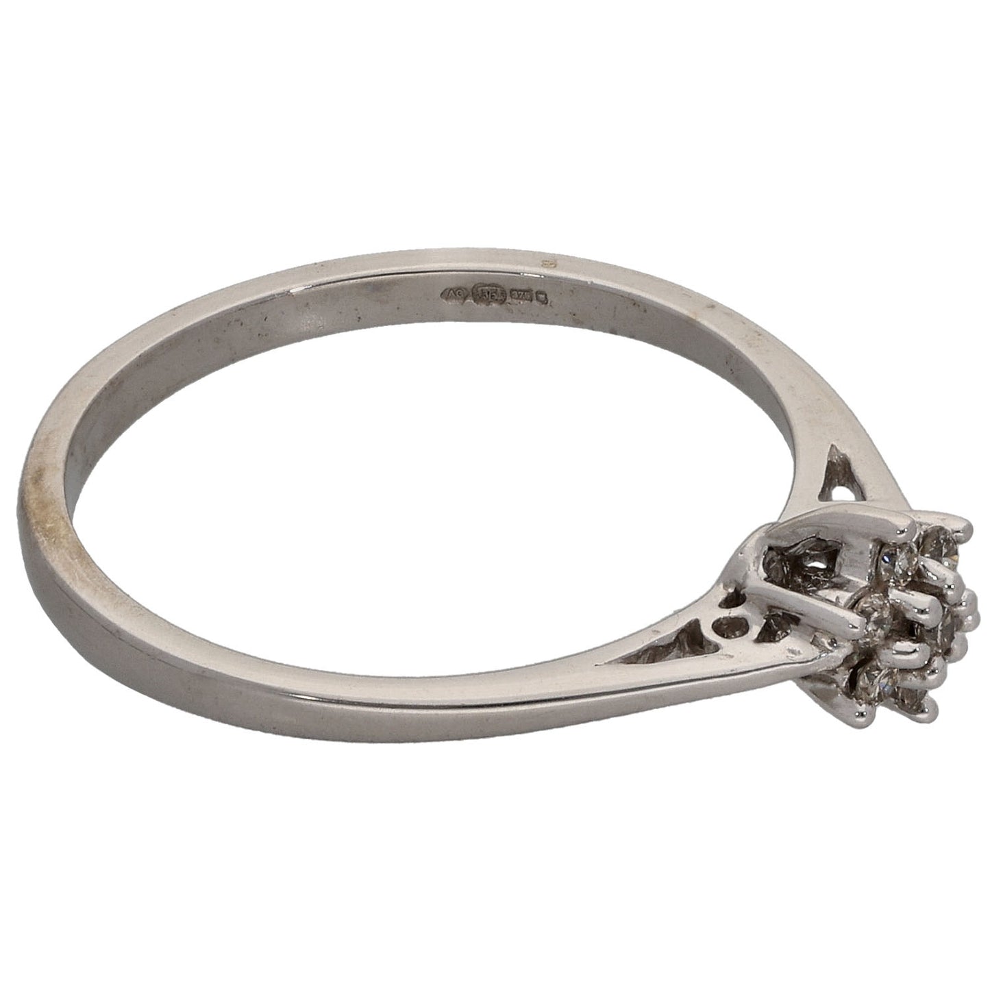 9ct White Gold 0.10ct Diamond Cluster Ring Size M