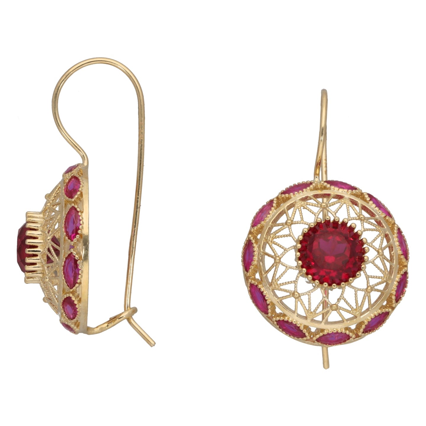 New 14ct Gold Red Stone Dress/Cocktail Earrings
