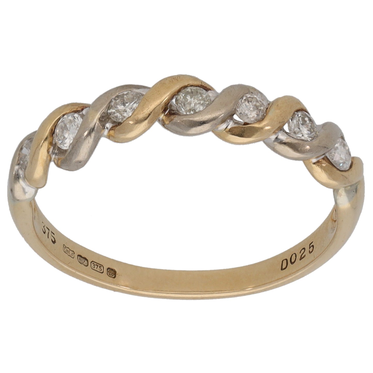 9ct Gold 0.25ct Diamond Half Eternity Ring Size M