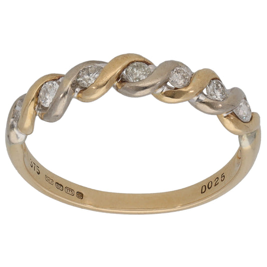9ct Gold 0.25ct Diamond Half Eternity Ring Size M