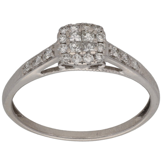 9ct Gold 0.33ct Diamond Cluster Ring Size R