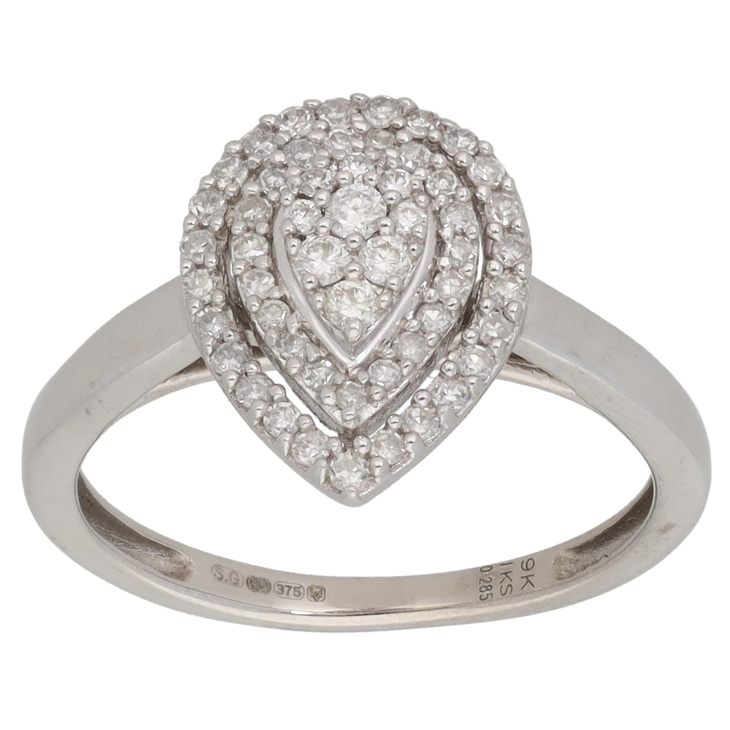 9ct White Gold 0.28ct Diamond Cluster Ring Size K
