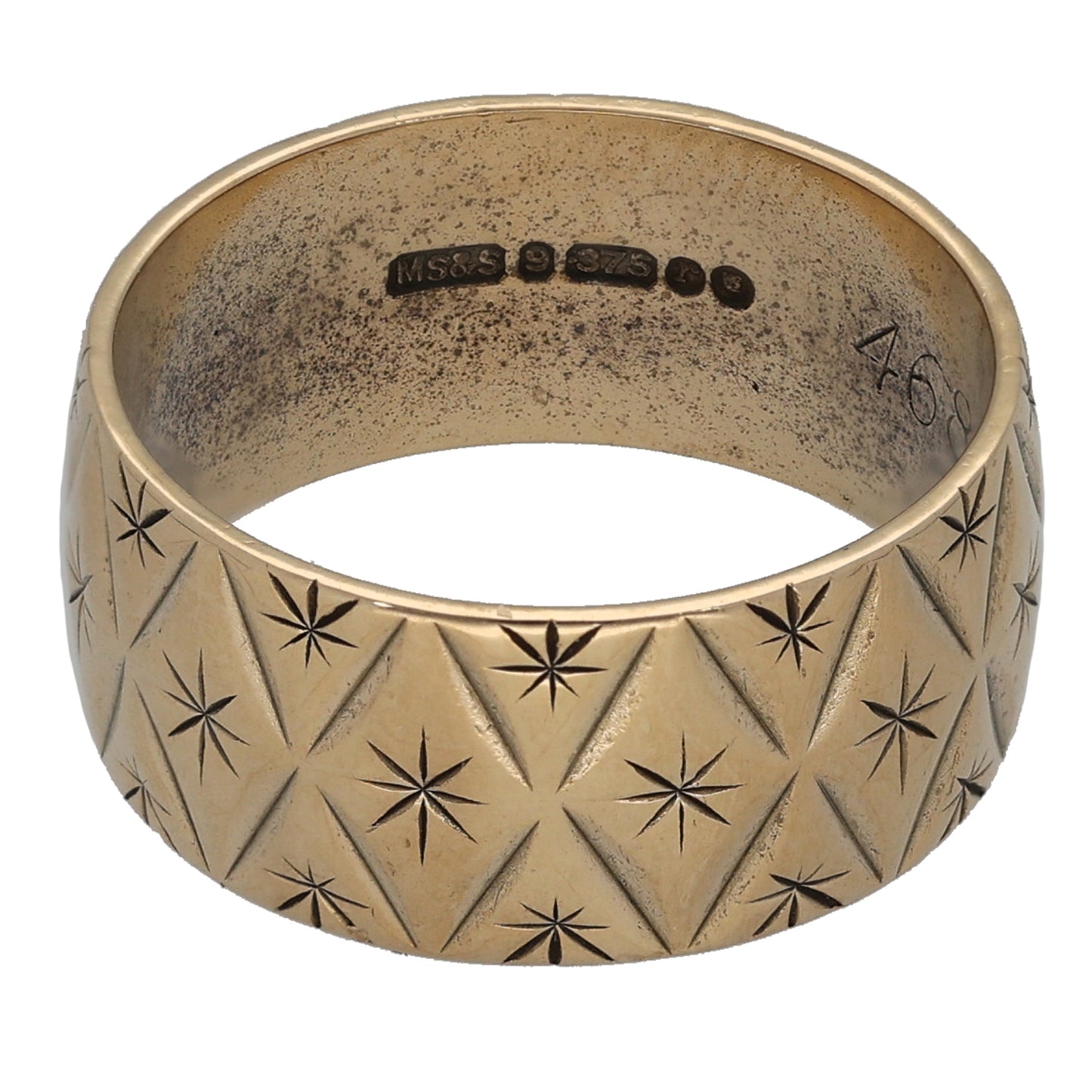 9ct Gold Patterned Wedding Ring Size M