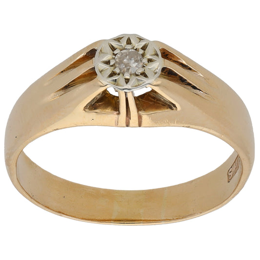9ct Gold 0.05ct Diamond Solitaire Ring Size R 1/2