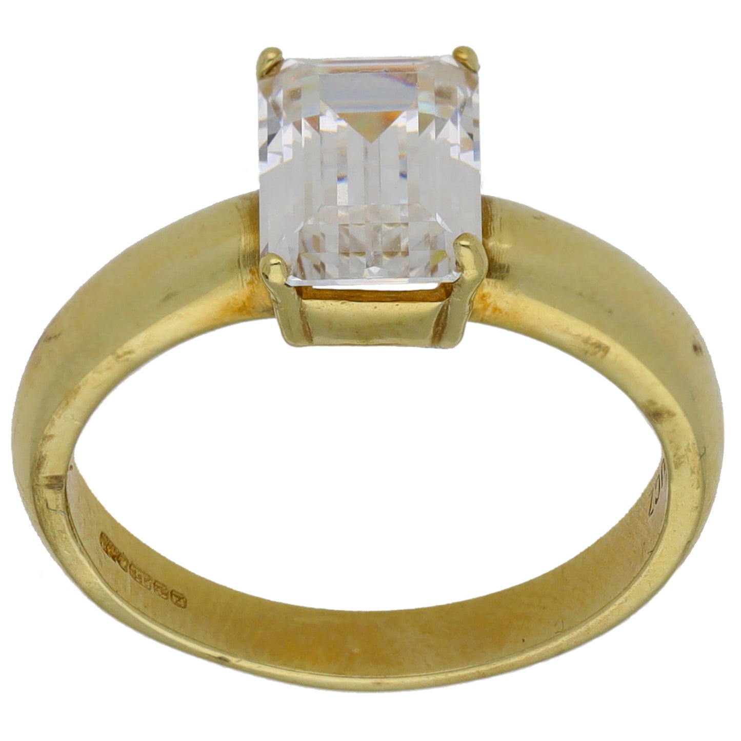 14ct Gold Cubic Zirconia Single Stone Ring Size L