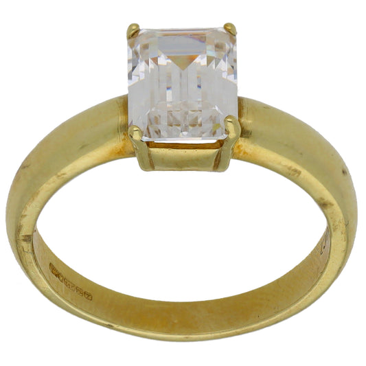 14ct Gold Cubic Zirconia Single Stone Ring Size L
