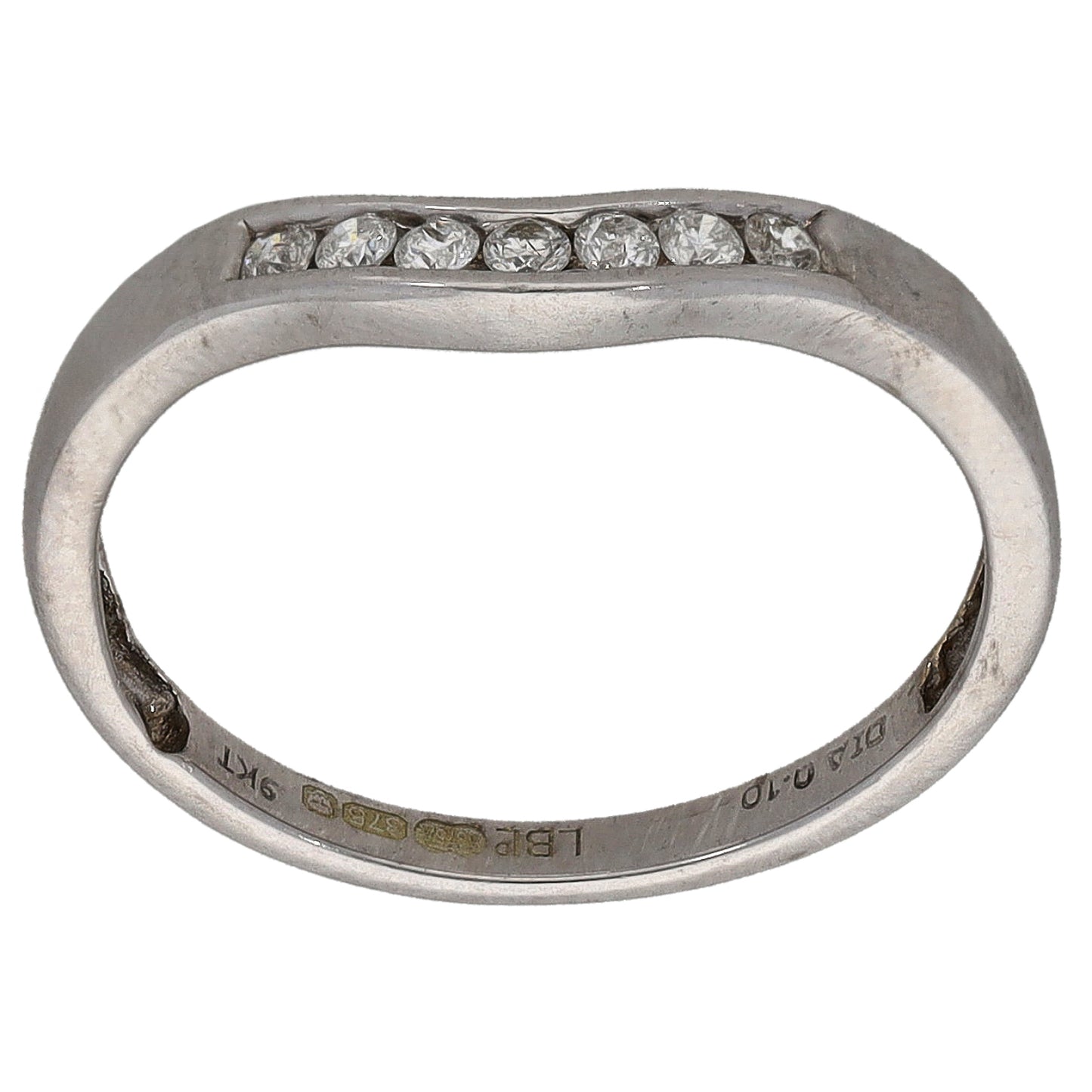 9ct White Gold 0.10ct Diamond Wishbone Ring Size K