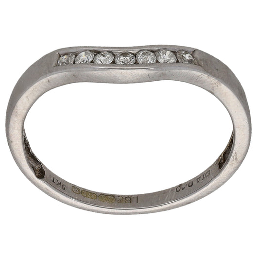 9ct White Gold 0.10ct Diamond Wishbone Ring Size K