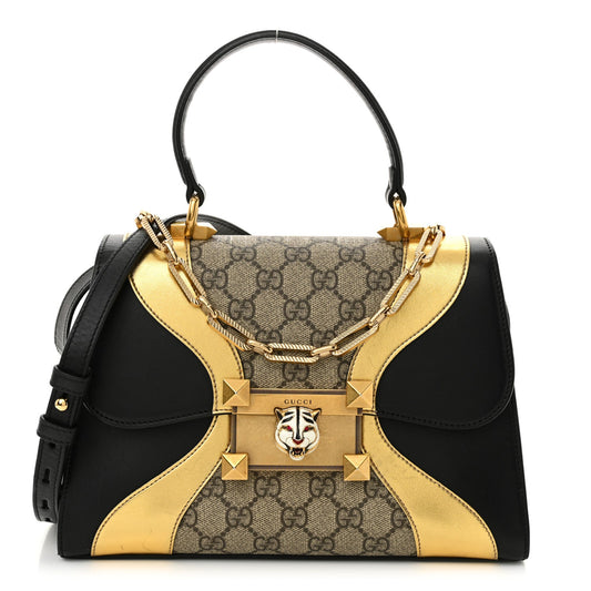 Gucci Osiride Small GG Supreme Coated Canvas Bag - Black & Gold