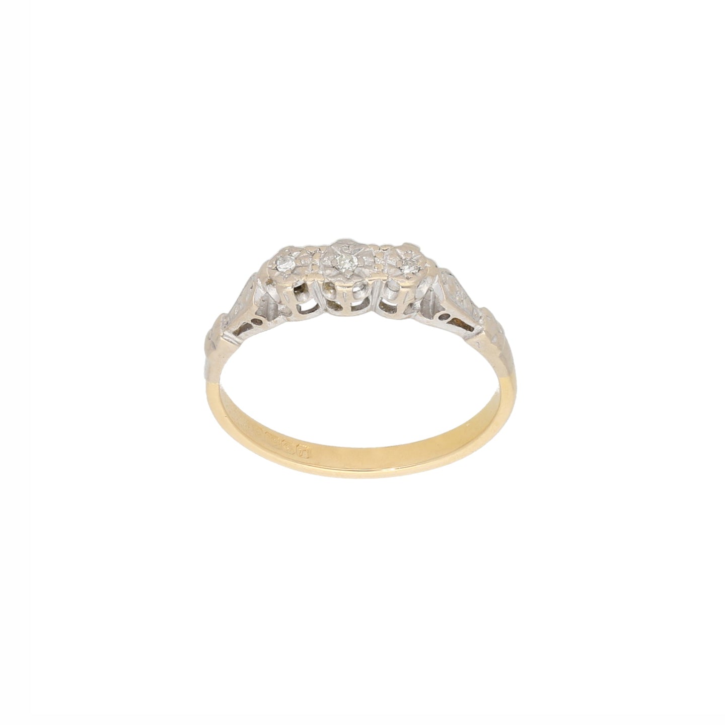 18ct Gold 0.02ct Round Cut Diamond Ladies Half Eternity Ring Size M