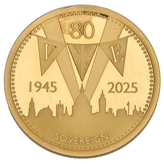 22ct Gold 80th Anniversary Of VE Day Full Sovereign Coin 2025