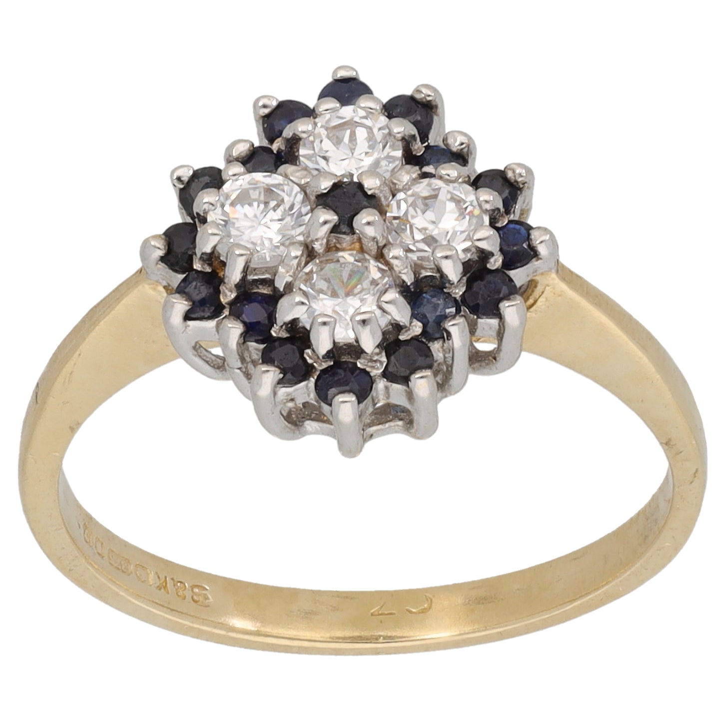 9ct Gold Sapphire & Cubic Zirconia Dress/Cocktail Ring Size M