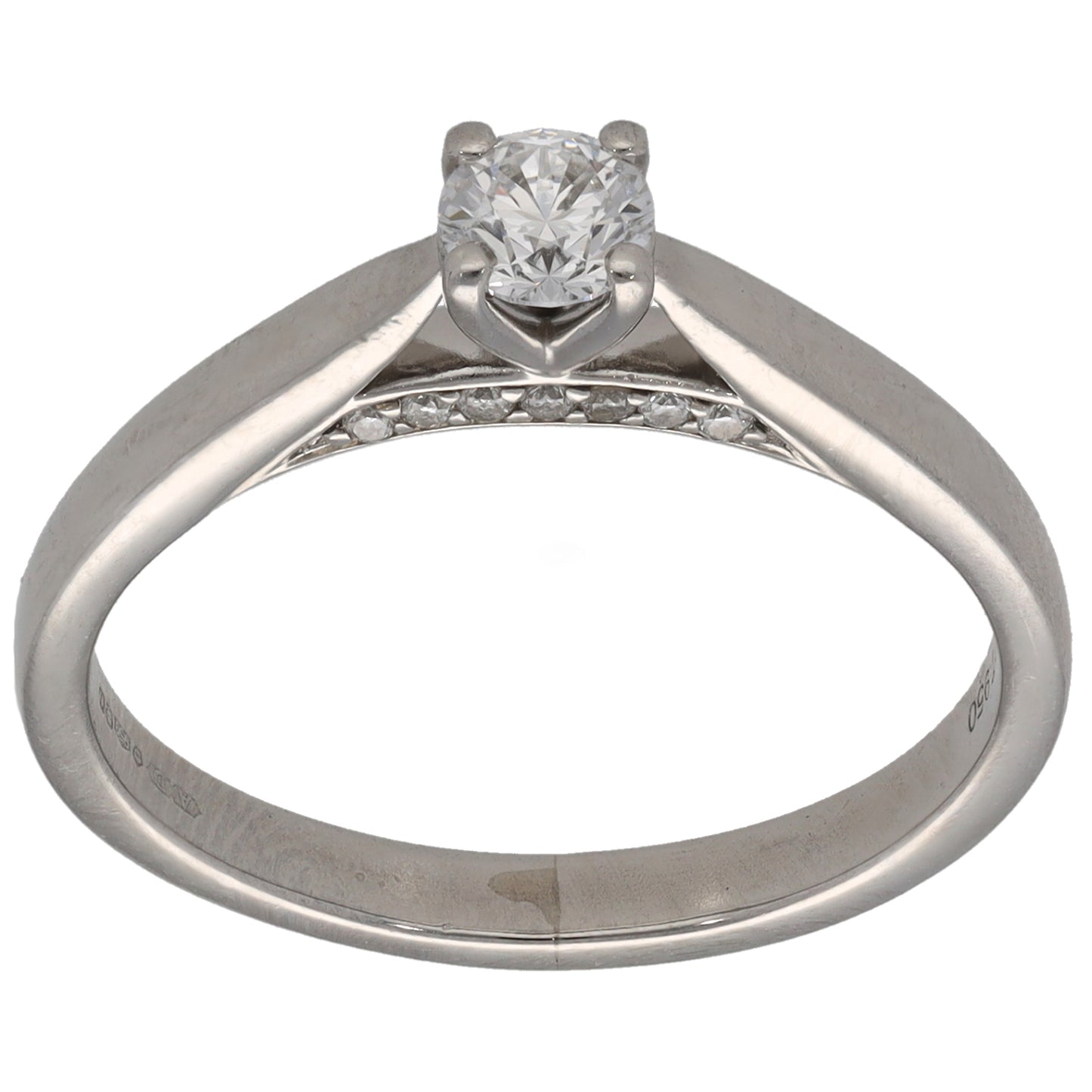 Platinum 0.37ct Diamond Solitaire Ring With Accent Stones Size O