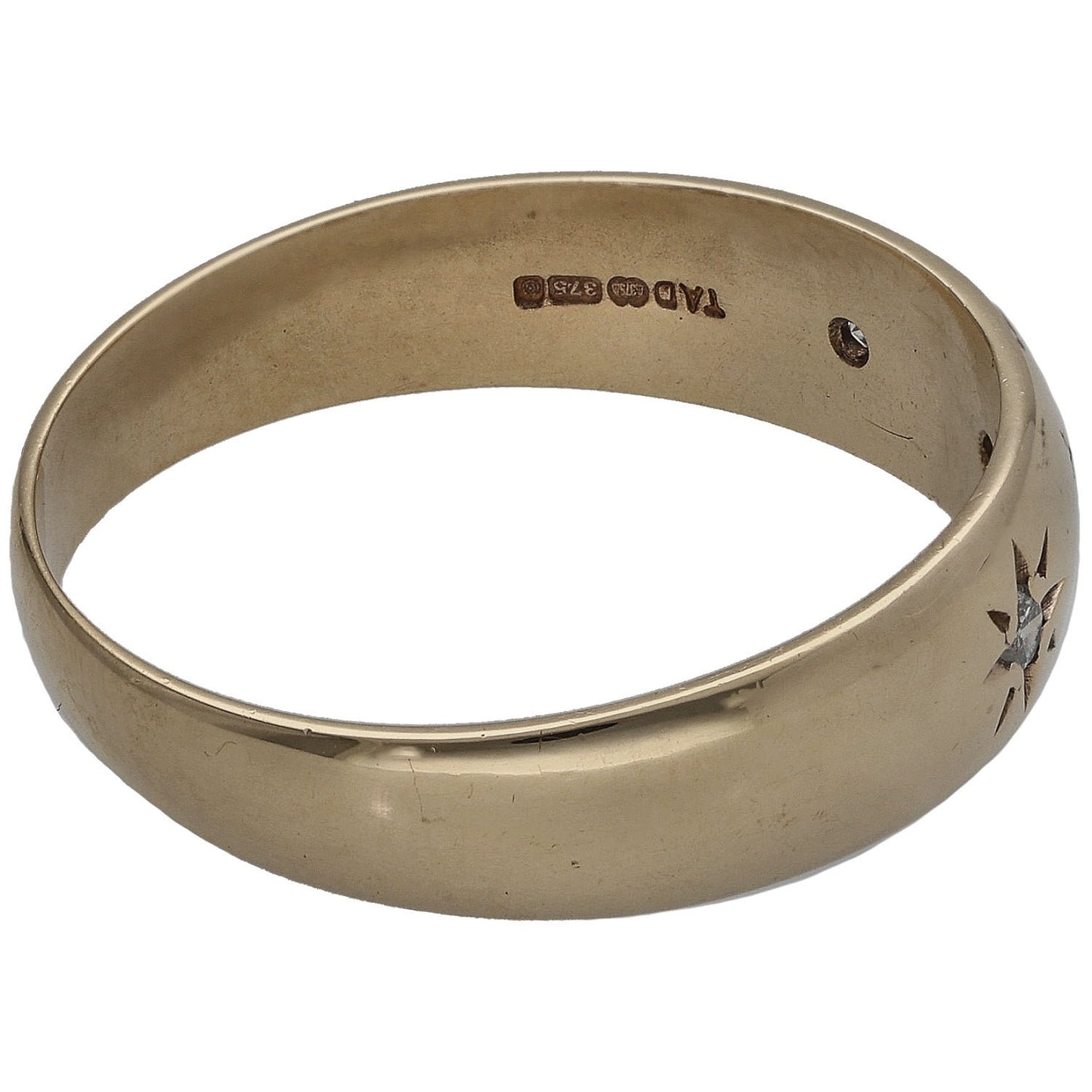 9ct Gold 0.10ct Diamond Three Stone Ring Size T