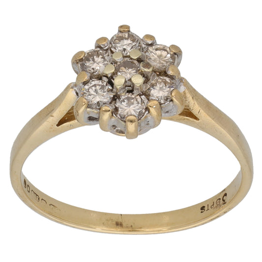 9ct Gold 0.21ct Diamond Cluster Ring Size K