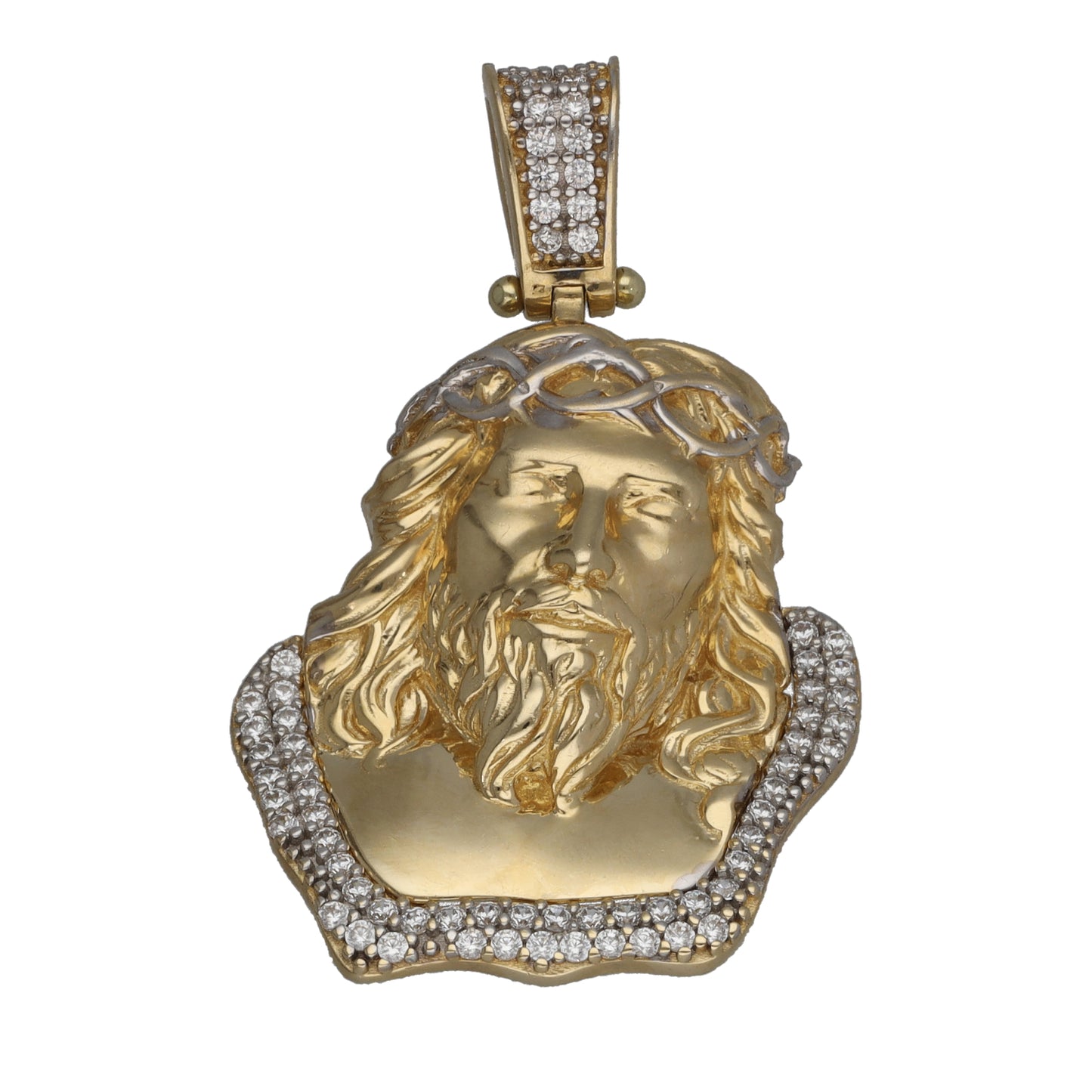 14ct Gold Cubic Zirconia Jesus Pendant