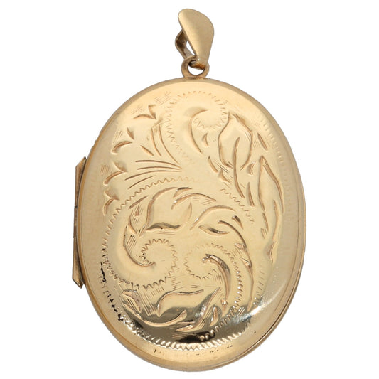 9ct Gold Patterned Locket Pendant