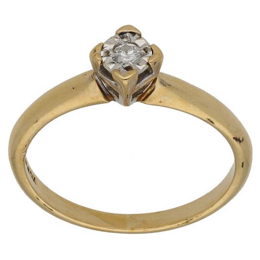 9ct Gold 0.05ct Diamond Solitaire Ring Size L