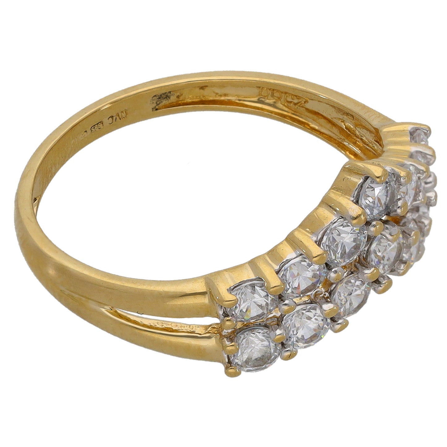 14ct Gold Cubic Zirconia Wishbone Ring Size Q