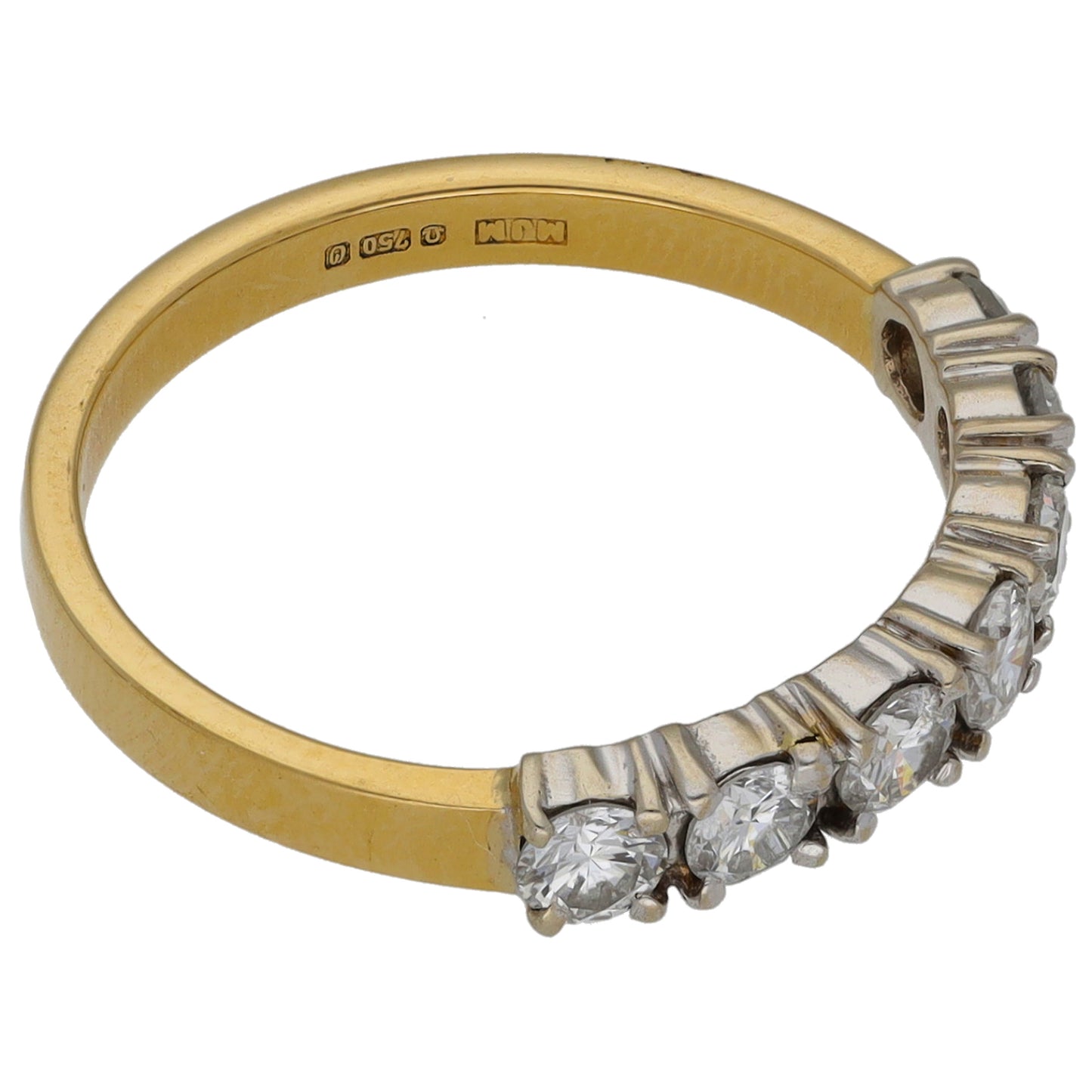 18ct Gold 0.70ct Diamond Half Eternity Ring Size M