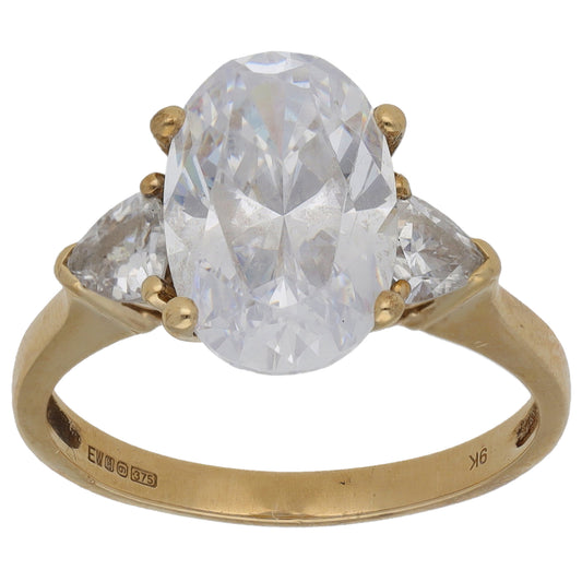 9ct Gold Cubic Zirconia Three Stone Ring Size M