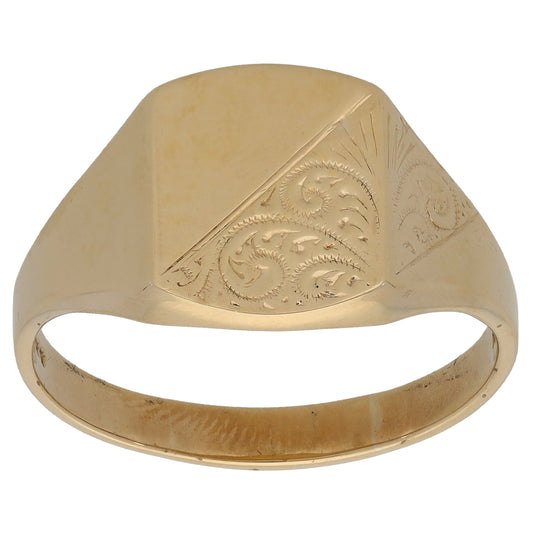 9ct Gold Patterned Signet Ring Size Z+4
